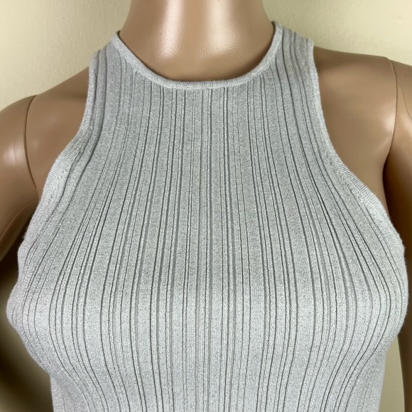 NEW MADEWELL GRAY SHIMMER RIBBED TANK TOP - Picture 3 of 5